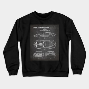 Corvette Patent - Vintage Corvette Art - Black Chalkboard Crewneck Sweatshirt